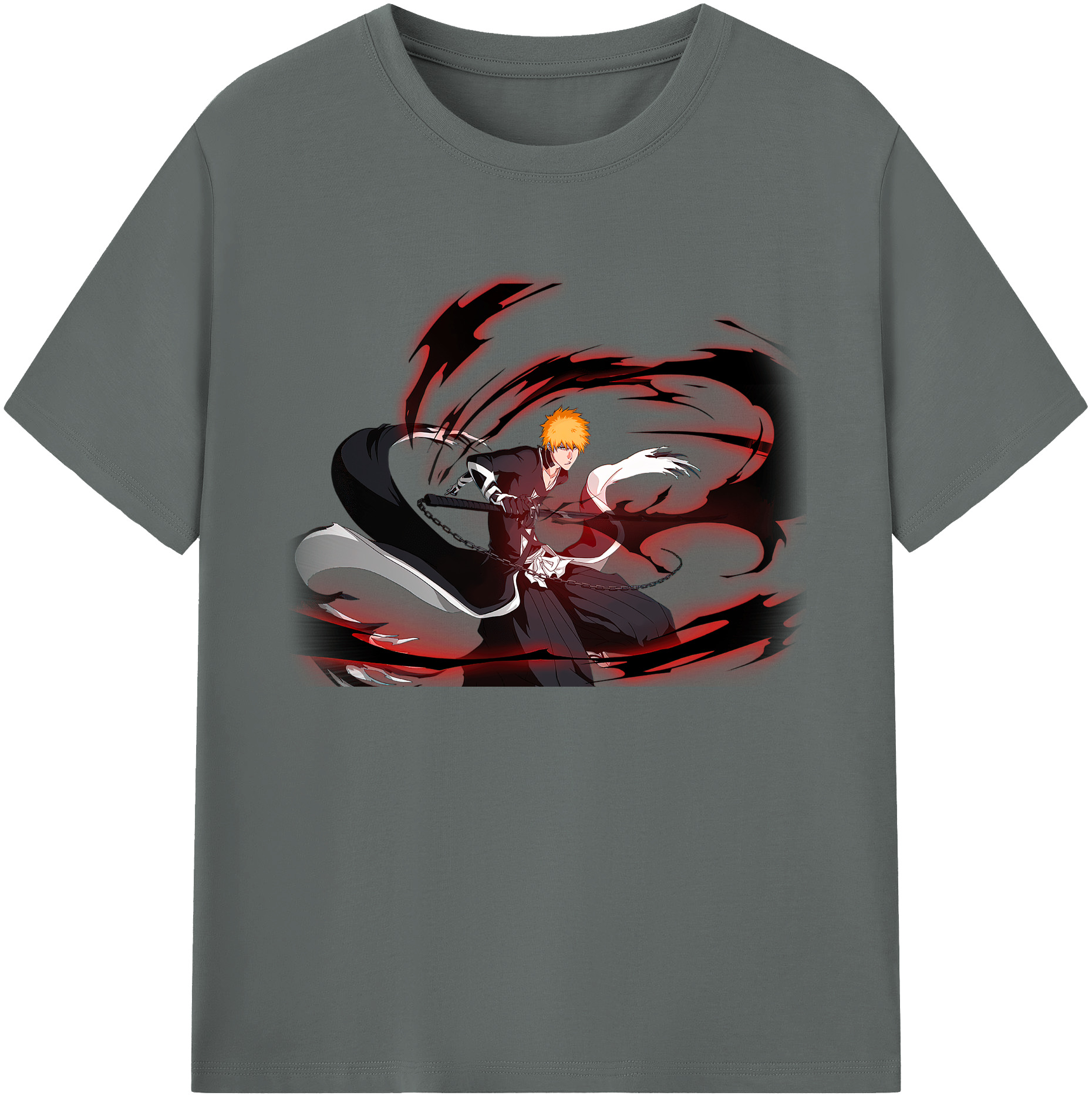 （画像用） ブリーチ 黒崎一護（くろさき いちご）BLEACH Kurosaki Ichigo 綿100％ メンズ半袖Tシャツ｜肌触りやわらか＆通気性